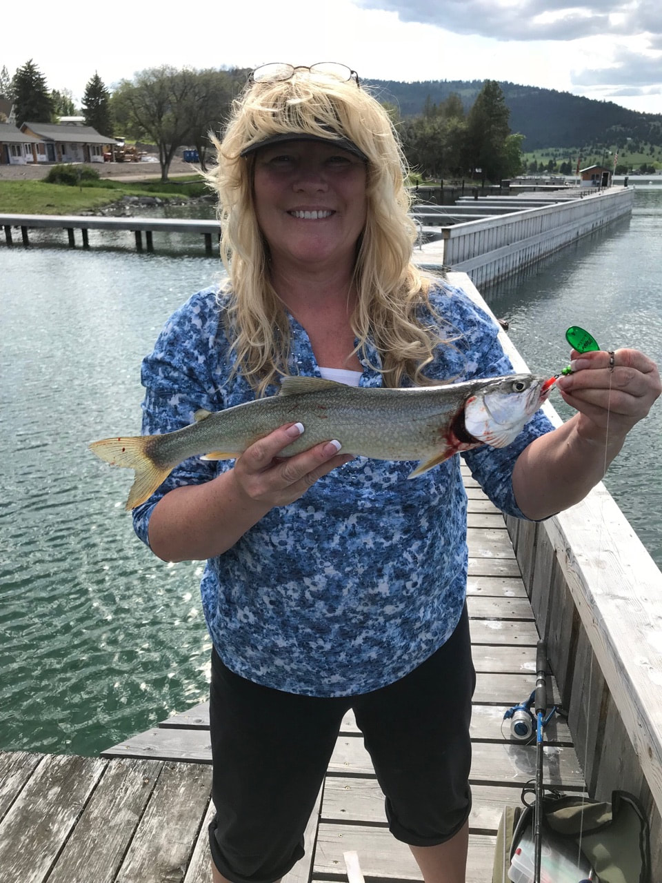 Fishing off the dock on Flathead Lake
